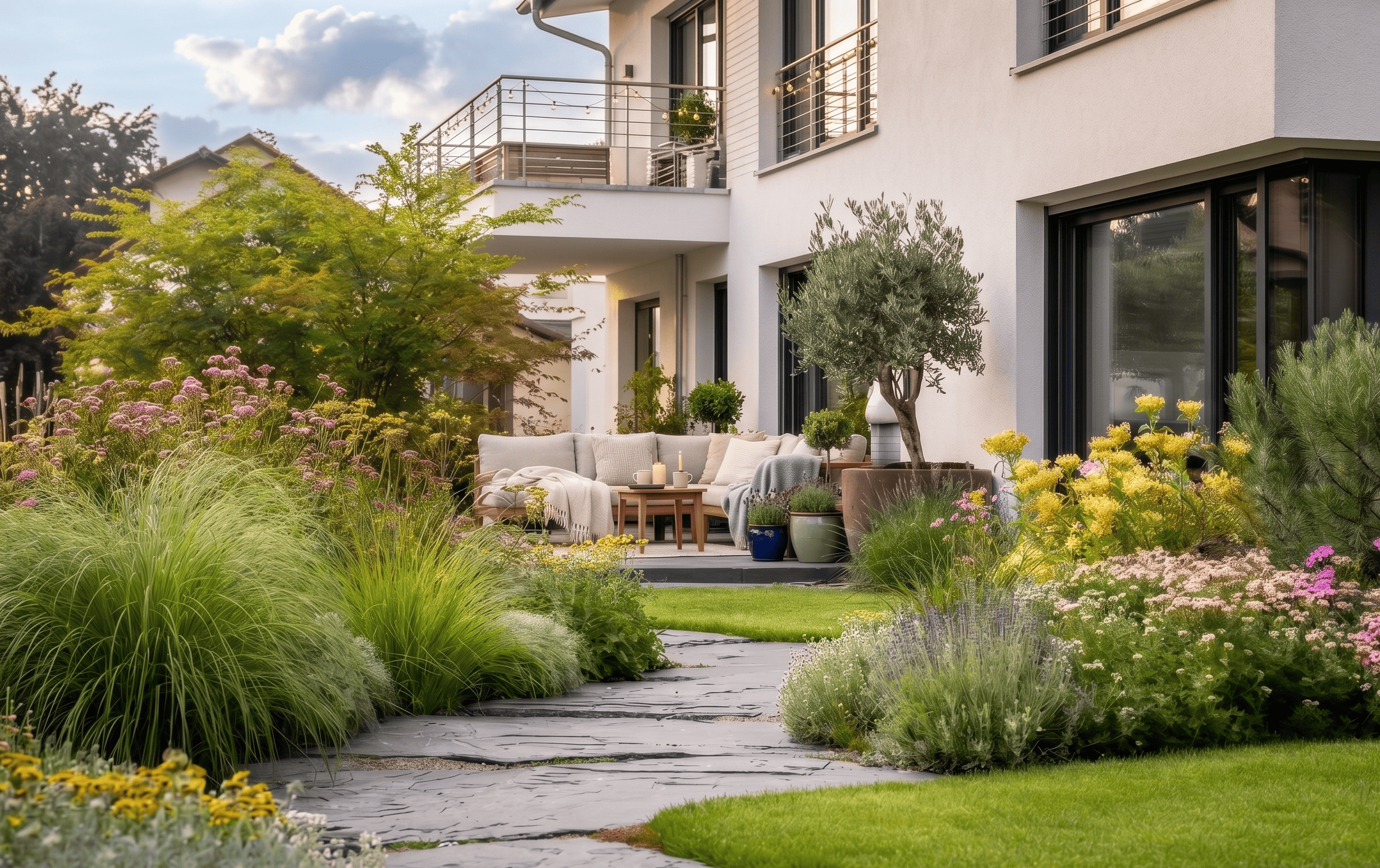Gepflegter Garten mit Terrasse in Wiesbaden – Referenz von HHG Herrmann Haus- und Gartenservice