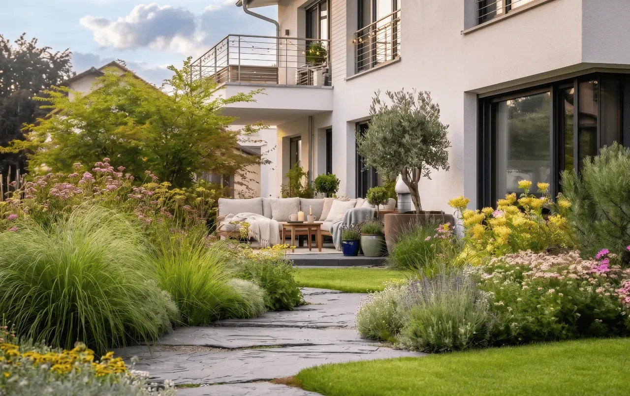 Gepflegter Garten mit Terrasse in Wiesbaden – Referenz von HHG Herrmann Haus- und Gartenservice